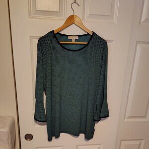 Michael by Michael Kors Blue Geometric 3/4 Sleeve Tee 2XL